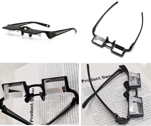 CHANGAR Leichte Prisma-Brille Bett Faule Brille Leichte Spiegelbrille Horizontal liegende Lesebrille 90° Vision Prisma-Brille zum Liegen Lesen und Fernsehen/Handy im Bett ansehen