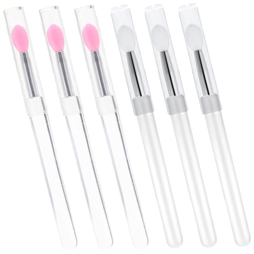 NOLITOY Makeup Beauty Tools Set 6pcs Lidded Lipstick Makeup Lid Portable Lipstick Applicator Brush