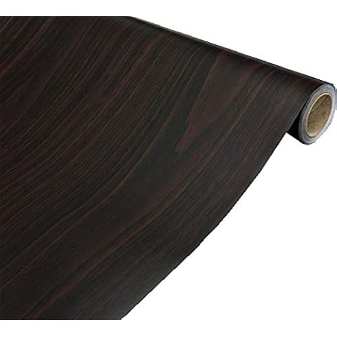 Teemall Black Brown Wood Grain Contact Paper Self Adhesive Shelf Liner Dresser Drawer Cabinet Sticker 15.6 by 79in （Black Brown Maple Wood ） Cover