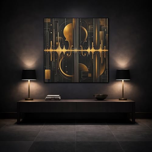 Tableau violon abstrait noir et or pour habiller un mur vide - 3