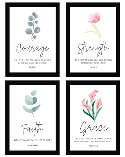 AR Creative Synthetic Courage - Bible Verse Wall Art Print With F...