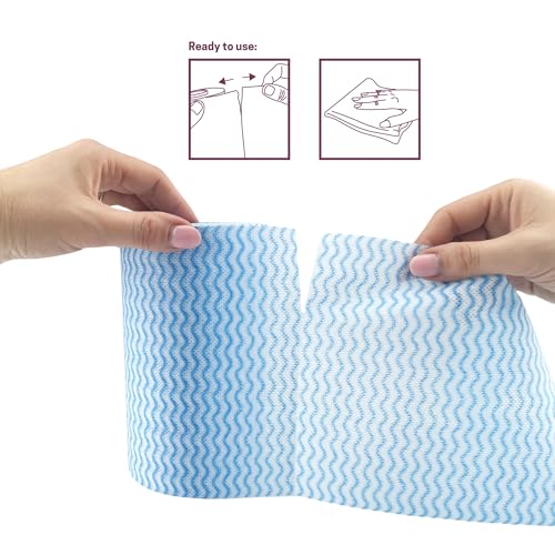 IDEA HOME - 2 Rollen mit je 100 Wischtüchern, 18x35cm, Blau, 200 Stück