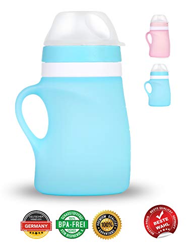 Pour Les Bebes Et Les Enfants Sans Bpa Squeasy Snacker Bleu Gourde Reutilisable En Silicone Pour Compotes Et Purees Maison 180ml Boites De Conservation Bebe Puericulture