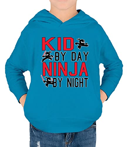 Wild Bobby Kid by Day Ninja by Night Red Humor Toddler Pullover Fleece Hoodie