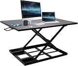 DeskDoc Premium Standing Desk Converter, 32in x 20in Workspace, Sit to Stand in Seconds, Adjust Height with Ease, Pre-Assembled, Strong and Sturdy Design, (Black)