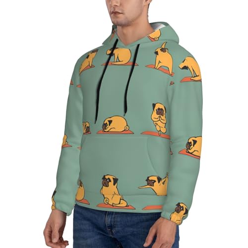 Yoga Pug Men'S Casual Sweatshirt Hoodie, Long Sleeve Hooded Pullover With Pocket And Drawstring3