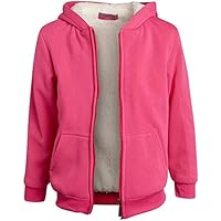 Coney Island Girls Hoodie - Cozy Soft Fleece Sherpa Lined Zip Up Hoodie Sweatshirt for Girls (Sizes Run Small: 4-16), Size 10-12, Fuchsia/Ecru