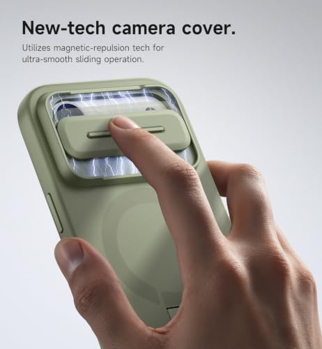 Image of SURITCH for iPhone Air Case with Camera Control Cover, Camera Slide Cover and Adjustable Kickstand, Compatible with MagSafe, Shockproof Bumper Protective Cases for iPhone 17 Air 6.5 Inch, Green