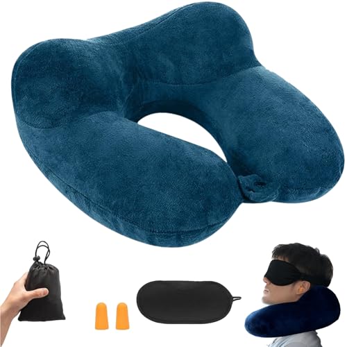 VPAFPEKG Aufblasbares Reisekissen, Nackenkissen Aufblasbar, Aufblasbares Nackenkissen Flugzeug Aufblasbar mit Schlafmaske und...