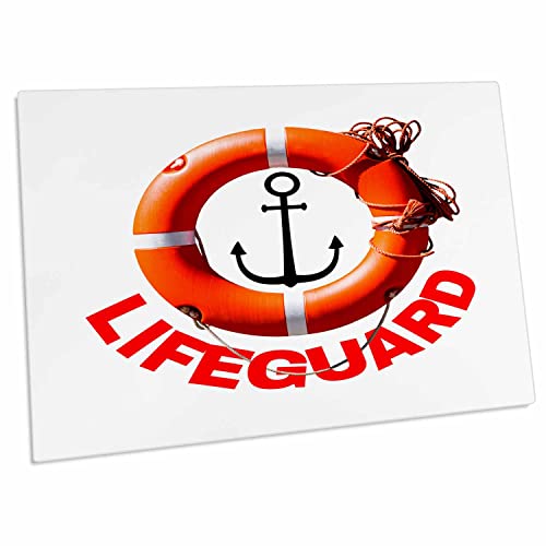 3dRose Orange Life Buoy Ring, Rope, Anchor Desk Pad
