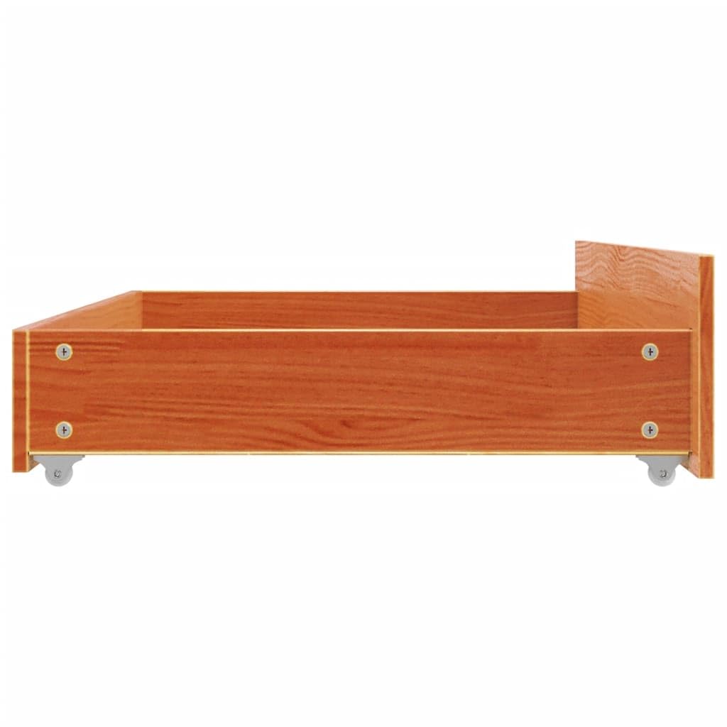 vidaXL Cajones de Cama 4 uds Madera Maciza de Pino marrón Cera, cajón de Almacenamiento, cajón de Cama de Madera Maciza, gaveta de Cama