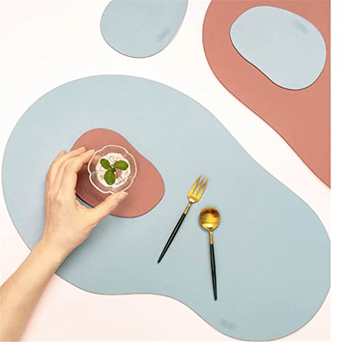 Dessous de plat design en cuir véritablement isolant pour table moderne - Lot de 4