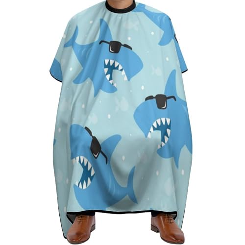 Peignoir de coiffeur anti cheveux coincés cape de salon requin réglable