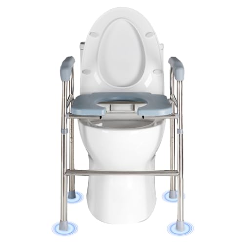 Rehausseur Toilette Adulte, Siège de Toilette Surélevé avec Accoudoirs, Hauteur Réglable, Aide au Relèvement de Toilette pour Personnes Âgées, Personnes...