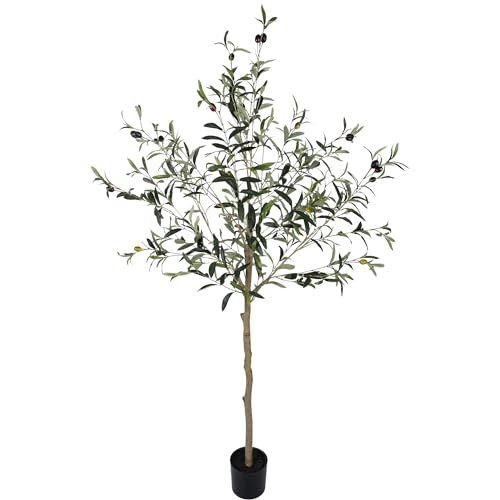 SAKSUN Olive Trees Artificial Indoor-Outdoor: Large Faux Olive Tree 5FT with Realistic Long Lasting...
