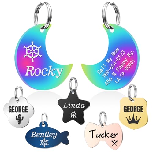 Diaoketags Cat Tags Engraved, Cat Name Tags Personalized With Lovely Icons cover