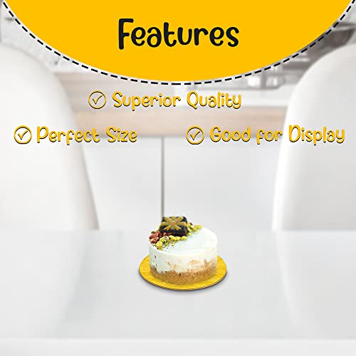 Mt Products 4 Inch Mini Round Gold Cake/Pastry Dessert Board With Tab thumb #4