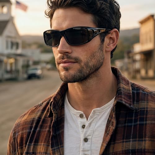 Image of VIEWBETTER Polarized Fit Over Glasses Sunglasses for Men Wrap Around Shades UV Protection Wear Over Eyeglasses SG0312
