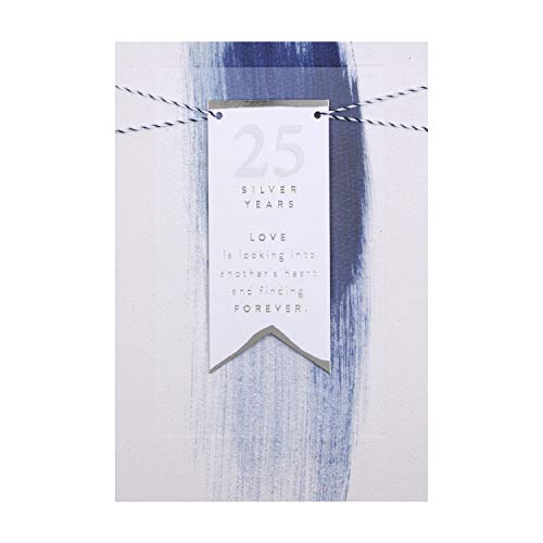 Hallmark - Tarjeta de felicitación de aniversario de boda en plata con diseño de etiqueta 3D