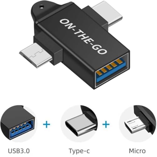 Image of 2-in-1 USB 3.0 OTG Adapter, Micro USB & USB-C Male to USB-A Female Converter, 5Gbps Data Transfer, Type-C to USB for Android, MacBook, iPad Pro, Laptops, Smartphones, Tablets (Pack of 1)
