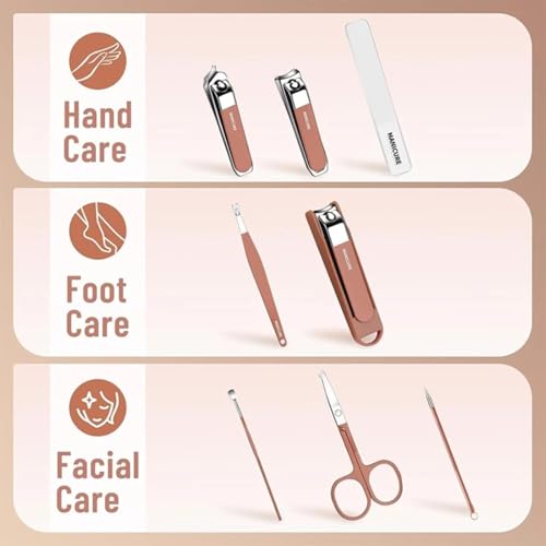 Image of Manicure Kit,Stainless Steel Professional Manicure Set, pedicure tools for feet, Nail Clipper, Manicure Pedicure kit for women and Men-8 Pieces,Perfect Gifts for Women and Men (Rose Gold)- (8 IN 1)