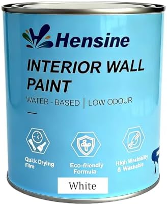 Hensire Interior Wall Paint - 17oz White Water-Based Washable Mat...