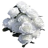 Cream Color Artificial Silk Roses 2 Bundles (with Total 20 Heads) Artificial Silk Flower Rose Bush...