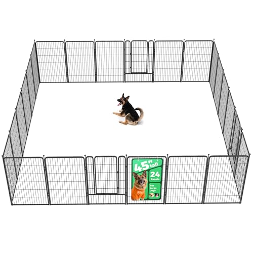 Image of FXW Rollick Unleashed Dog Playpen for Indoor, Yard, RV Camping, 45 inch 24 Panels for Large Dogs, Black│Patented