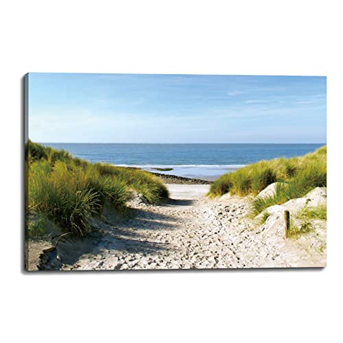 ZNZ Lienzo de playa con impresión de pared de gran tamaño de 24 x 36 pulgadas, naturaleza, costera, playa, océano, decoración de pared para dormitorio, baño, sala de estar, oficina, listo para colgar Cover