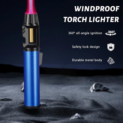 Encendedor de llama ajustable con abrebotellas y seguridad azul miniatura 5