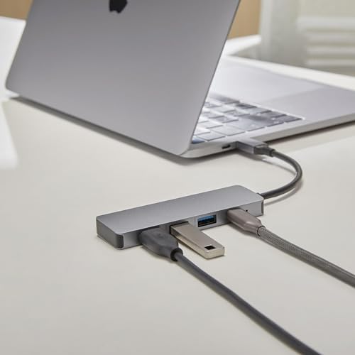 Image of Amazon Basics USB 3.2 /3.1 Gen 2 Multiport USB C Hub Dock, 10Gbps, USB-C to 1xUSB-C /3xUSB-A, Works with Windows /Mac, Silver, Black (Pack of 2)