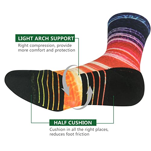 Huso HMC30008Z Hiking Socks Men Women Moisture Wicking Unique Printing Novelty Lightweight Running Hiking Crew Socks 3 Pairs thumb #2