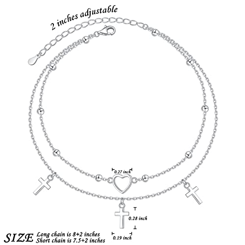 Image of S925 Sterling Silver Anklet for Women Adjustable Plus Foot Ankle Bracelet