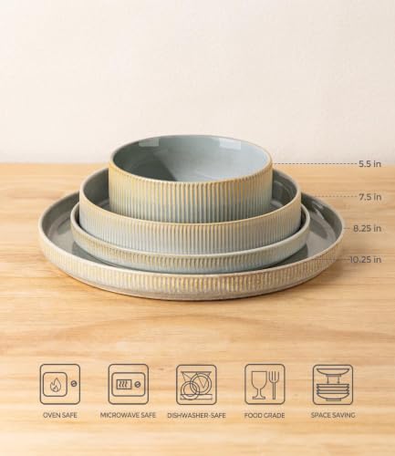 Image of TheTerra Ceramic Dinnerware Set for 4, 16-Piece Plates and Bowls Set