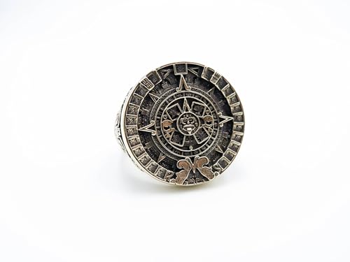 Tribal Mayan Aztec Calendar Sun Mayan Ring Brass Jewelry Br-64