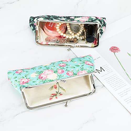 Oyachic 2 Pc Floral Kiss Lock Wallet Women Buckle Coin Purse Clasp Change Pouch #TOP3