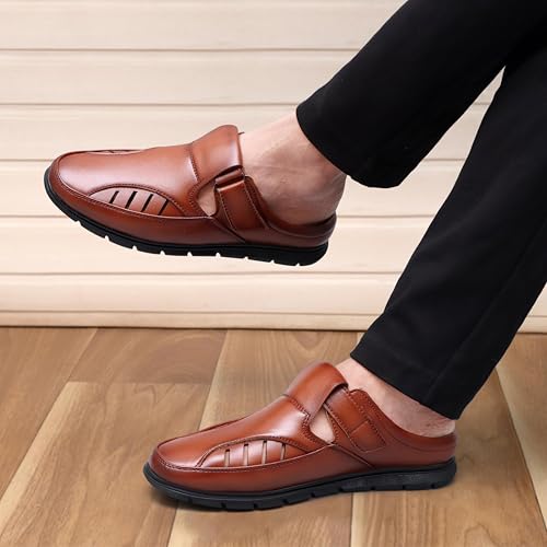 Image of BRUTE Leather Sandals for Men | Open Fisherman Sandals | Half Sandals