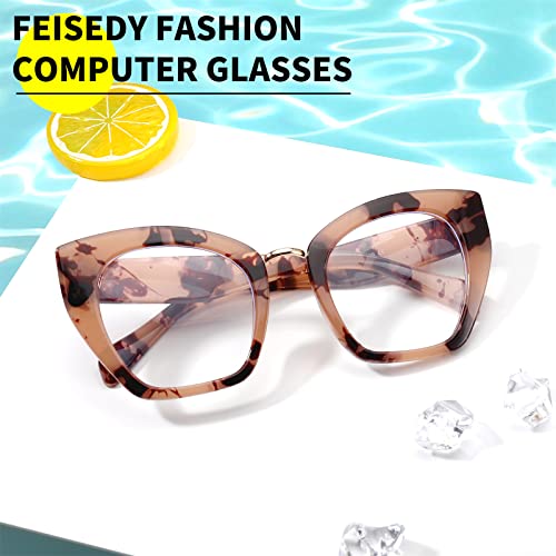 Image of FEISEDY Oversized Blue Light Blocking Glasses Retro Cateye Computer Glasses for Women B4107