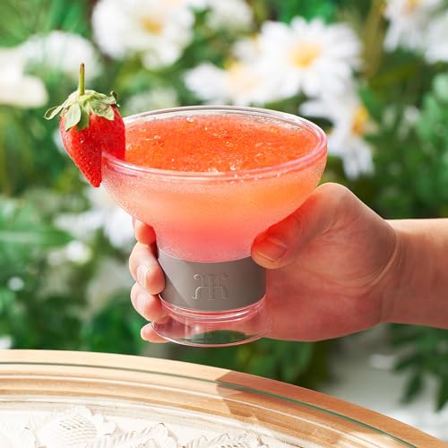 Image of Frozen Margarita & Cocktail Chiller Glasses | Set of 2 | 12 OZ Unbreakable Tritan Acrylic, Double Wall Plastic Insulated Glass to Keep Your Drink Cool with Freeze Gel Glass, SiliconeHolder (12 OZ)