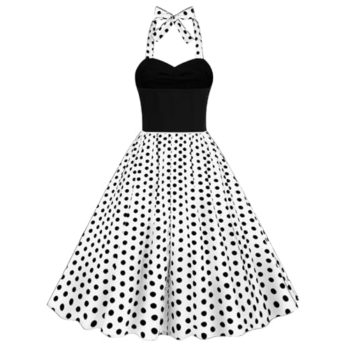 Image of 1950s Dresses for Women Vintage 50s Polka Dot Pinup Retro 40s 60s Rockabilly Audrey Hepburn Tea Party Cocktail Swing Dress