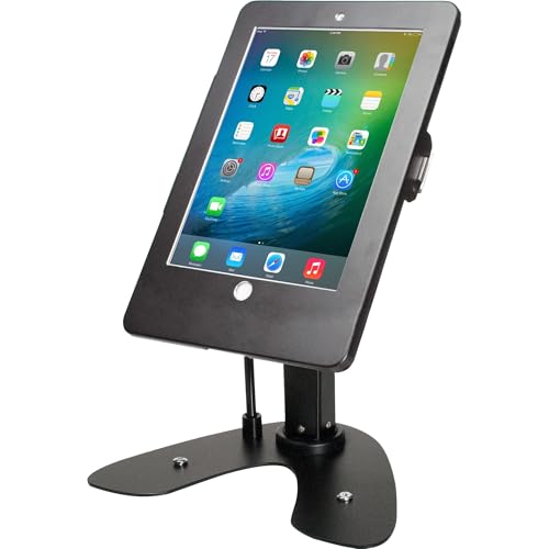 Dual Kiosk Stand – CTA Security Kiosk Stand with Locking Case and 360-Degree Rotating Base – Compatible with iPad 5th & 6th Gen, Pro 9.7-Inch, Air - Black (PAD-ASKB)