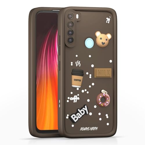 Image of Bintage Ball Bear| Donut| Milk Cake| Baby| Coffee Rubber Case Camera Protection Back Cover Compatible for Redmi Note 8 - Brown