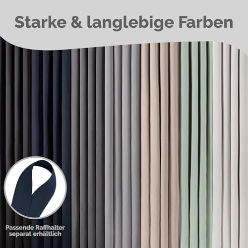 Blumtal Verdunklungsvorhänge 2er Set - Thermovorhang Hitzeschutz - Vorhang Blickdicht mit Ösen - Gardinenschals mit Schlaufen - Thermovorhang - Gardinen 160x132cm - Hitzeschutzvorhang - Vorhang Blau