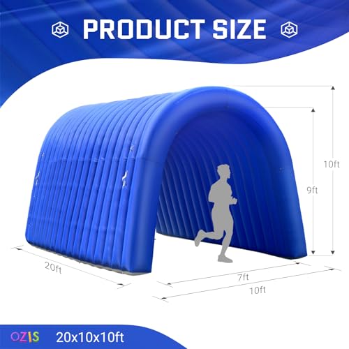 Image of OZIS 20x10x10Ft Large Inflatable Tunnel Sports Tunnel Entrance with Powerful Blower Inflatable Tunnel Tent for Business Advertising Event Exhibition Promotion,Street,Shop,Supermarket,School(Blue)