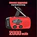 iRonsnow Solar Emergency Hand Crank Weather Radio, Portable Self Powered NOAA AM/FM Radios with SOS Alarm LED Flashlight 2000mAh Smart Phone USB Charger for Camping (Red)