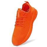 GLYGML Men's Shoes Running Walking Gym Training Sneakers Sports Lightweight Cushioned Athletic Non-Slip Breathable Multi-Sport Versatile Slip On Shoes Orange Size US 12