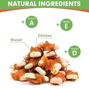 MON2SUN Dog Treats, Mini Chicken Wrapped Biscuits with Added Vitamins, Healthy Training Snacks for Small Medium and Large Dogs, 10.58oz MON2SUN Dog Treats Mini Chicken Wrapped Biscuits with Added Vitamins Healthy Training Snacks for Small Medium and Large Dogs 1058oz