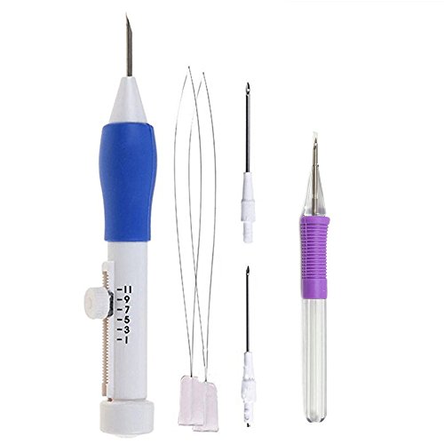 EBILUN Punzón de agujas de bordado, juego de herramientas de manualidades para enhebradores de bordado, costura Cover