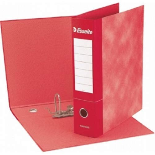 Esselte Raccoglitore Essentials con meccanismo a leva e con custodia, Formato Protocollo, Cartone, Dorso 5 cm, Rosso, Confezione da 8
