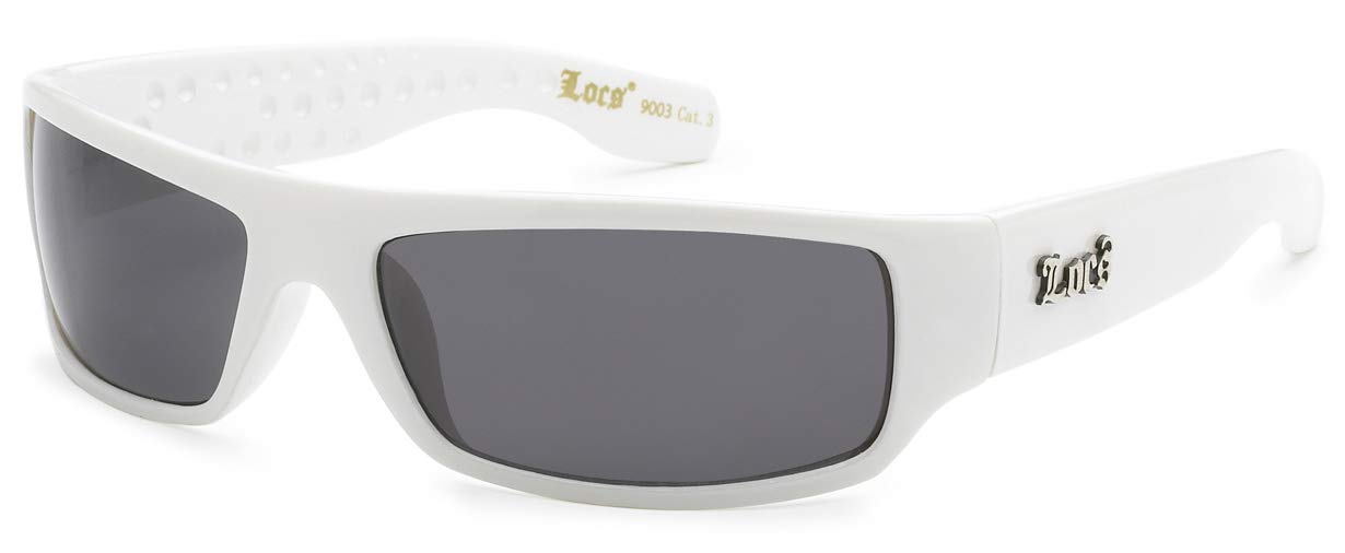 Locs 9003 White Sunglasses | Authentic Gangster Square Lowrider Maddogger Shades